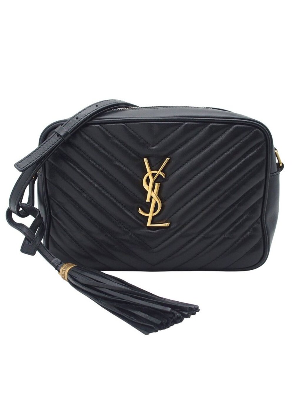 Saint Laurent Lou Camera Bag Black Leather Chevron